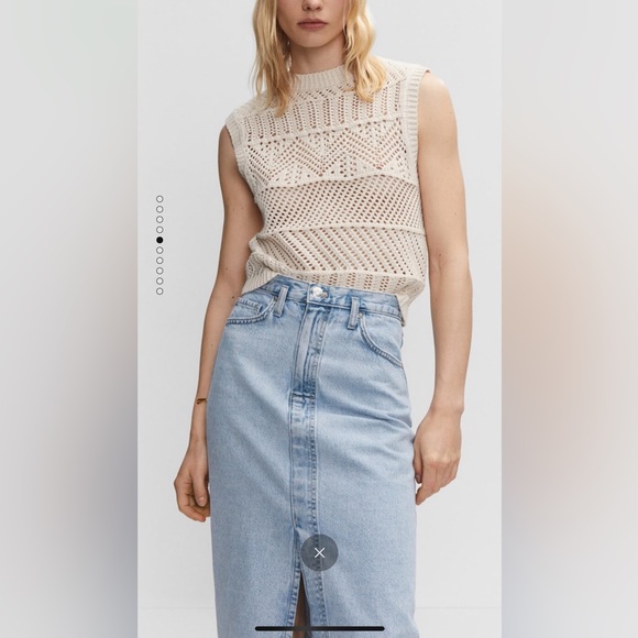 NWOT MANGO Denim Midi Skirt - Picture 2 of 12
